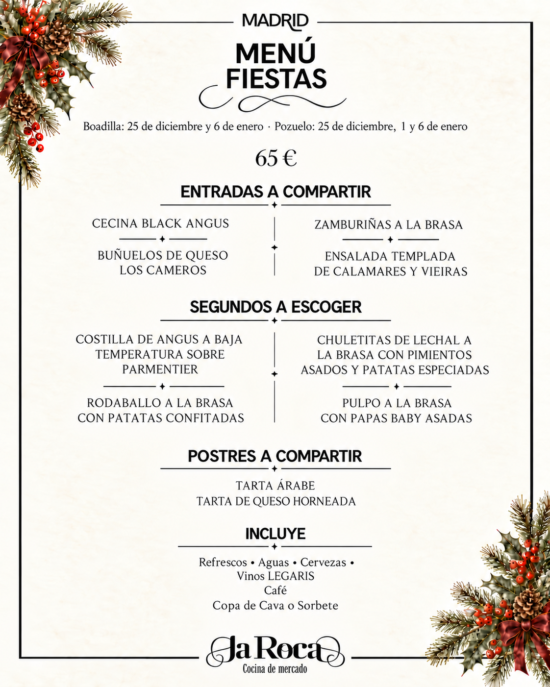 Menú Navidad 2026-27 (La Roca Madrid)